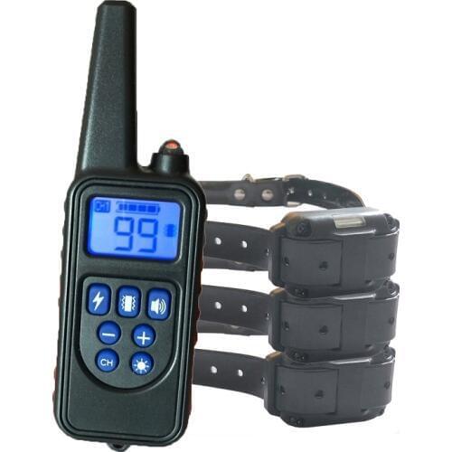 JanPet 800M Remote Pet Dog Training Collar Rechargeable Waterproof Electronic Shock Collar with Blue LCD display For 1 2 3 Dogs