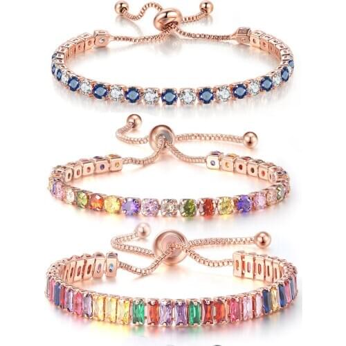 Multicolor Bracelet For Women Zircon Adjustable Jewellery Stone Color Randomly Arranged Wedding Christmas Fashion Jewelry DZH043
