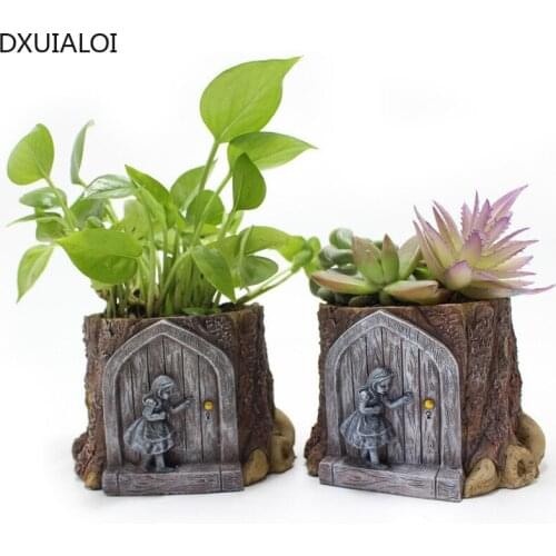 Modern Simple Creative Little Girl Resin Crafts Green Plant Flower Pot Office Living Room Desktop Potted Garden Decoration