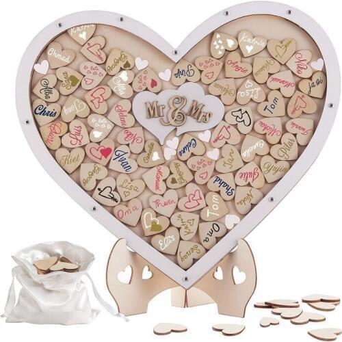 Wedding Guest Book, Y&K Homish Drop Top Frame Sign Book Wooden Hearts, Rustic Wedding Decorations and The Wedding Gift