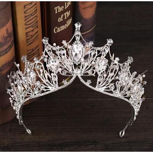 Crystal Big Tiara And Crowns Luxury Rhinestone Bridal Hair Jewelry For Women Handmade Queen Princess Wedding Hair Accessories