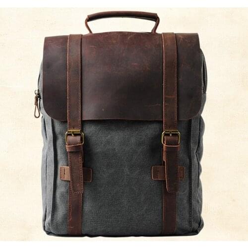 Vintage Fashion Backpack Leather military Canvas backpack Men backpack women school backpack school bag bagpack rucksack