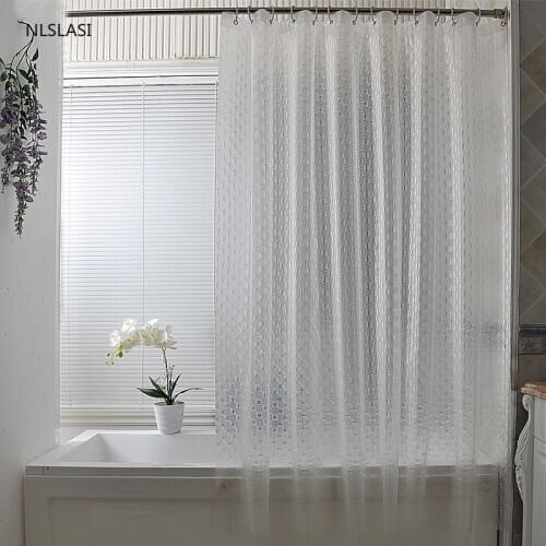 1pc Waterproof Thickening PEVA Waterproof Shower Curtain Liner Translucent Bathroom Accessories Curtain Bath Curtain with Hooks