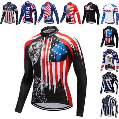 Weimostar Autumn Cycling Jersey Men Long Sleeve USA Team Sports Bicycle Cycling Clothing Spring MTB Bike Jersey Top Cycle Shirt