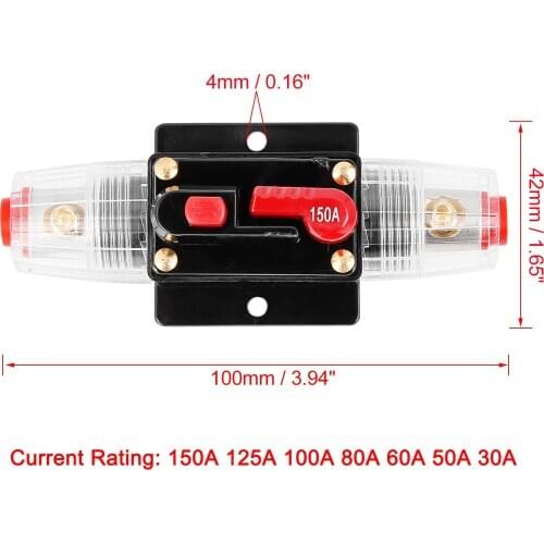 X Autohaux Car Manual Reset Waterproof Audio Fuse Holders Inverter Circuit Breaker 150A 125A 100A 60A 50A Fuses For Cars