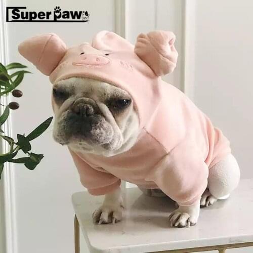 Funny French Bulldog Cute Pig Shape Velvet Hoodies Pet Dog Clothes for Small Dogs Pets Clothing Yorkie Pug Corgi Costume ZZC03