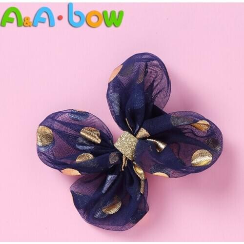 Big Waffle Bow Hair Clips Handmade Hairpins for Girls Boutique Kids Headwear Lace Dot Bow Children Hair Accessories 9.5cm