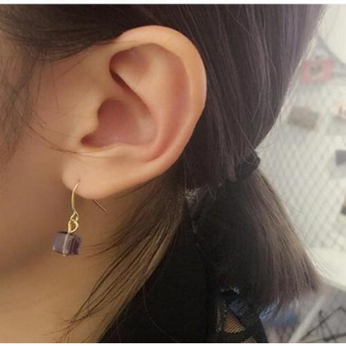 European And Jewelry Retro Square Glass Beads Mini Small Square Sugar Earrings Women Gifts Statement Earrings