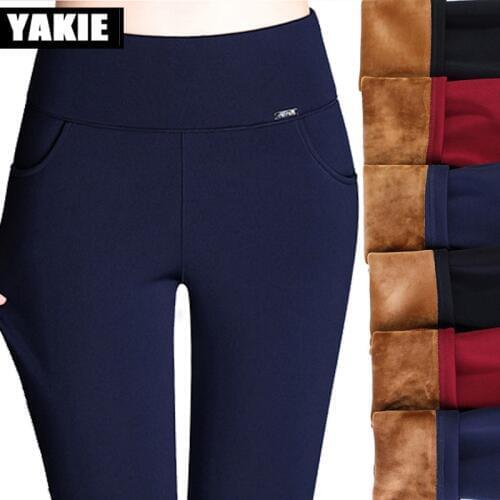 4XL Plus size Womens Winter Pencil Pants Warm Thick Plus Size Casual Elastic Female Pants high waist for Women pantalon mujer