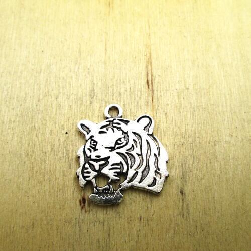 10pcs--27x24mmTiger Charms Antique silver Tone Tiger Head pendants DIY necklace/ bracelets charms antique silver tone