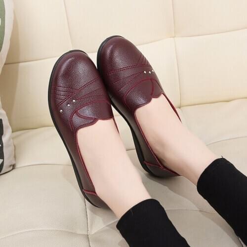 2020 New Women Ballet Flats Shoes Slip On Loafers Soft Leather Womens Moccasins Shallow Boat Shoes Ballerina