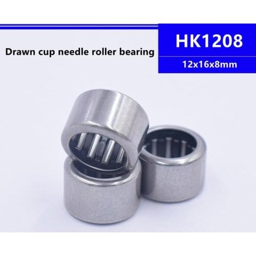 50pcs/100pcs high quality HK1208 12x16x8mm Drawn Cup Caged Needle Roller Bearing 12*16*8mm HK121608