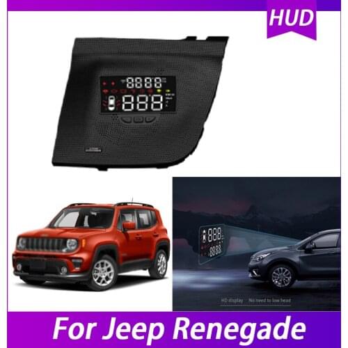For Jeep Renegade Mirror HUD Car Head Up Display HD Windshield Screen Projector Security Auto Overspeed RPM Voltage