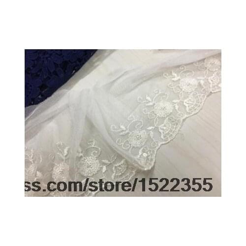 White sequin embroidery DIY manual accessories mesh lace embroidered lace Wide 12CM