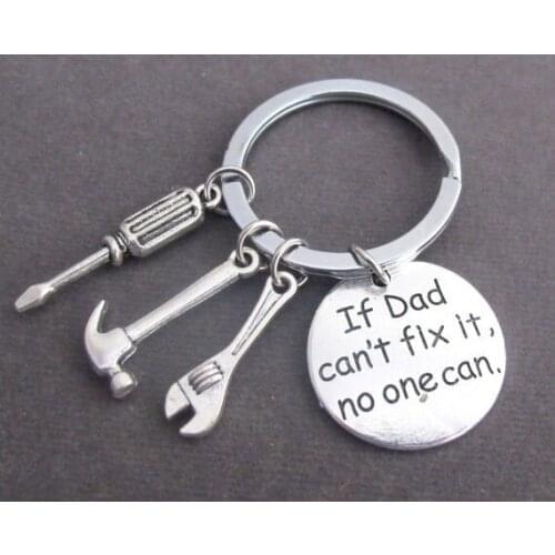 2021 Creative Fashion Key Ring "If Dad Can't Fix it ,No One Can" Letter Keychain Fathers Day Jewelry Gift