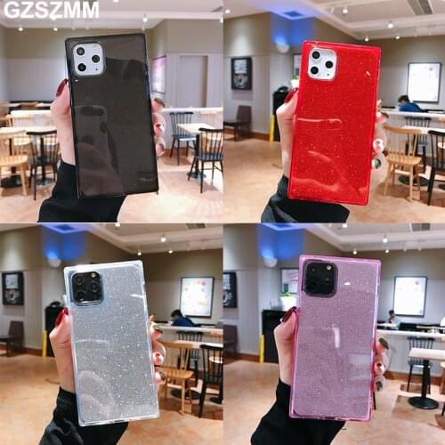 Coque for Iphone 11 Pro Max Case Square Transparent Glitter Paper Case for Iphone X Xr 6 8 7 6S Plus Xs Max Cases Soft TPU Cover
