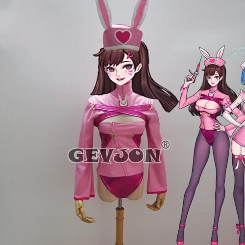 [Customized] Game OW D.va Bunny Nurse Girl Sexy Uniform Cosplay Custume For Women Halloween Free Shipping New 2019
