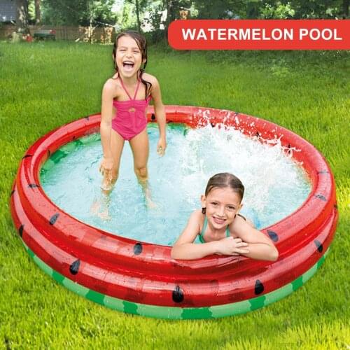 New PVC Child Inflatable Watermelon Paddling Pool Safe Strong Family Swim Pool 168X38cm Water Storage Capacity 630 Liters Pool