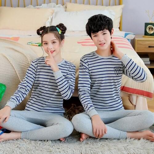 Kids Pajama Set Cotton Boys Sleepwear Suit Winter Big Girls Pyjamas Long Sleeve Teens Pijama Homewear Nightwear Children Clothes