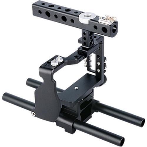 DSLR Camera Video Cage Kit Stabilizer w Top Handle Grip Rod Rail for Sony A6000 A6300 A6500 A6400 Aluminium Alloy