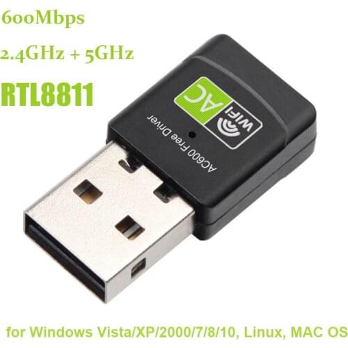 600Mbps Dual-band WiFi Adapter USB Antenna 2.4/5 GHz USB Wifi Adapter Wireless Network Card Adaptador Wifi