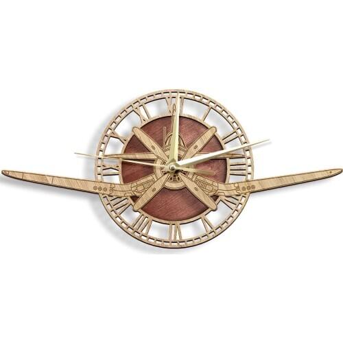 F4U-4 Corsair Wooden Wall Clock Military Attack Jetfighter Silent Non-ticking Wall Watch Modern Design For Bedroom Aircraft Gift