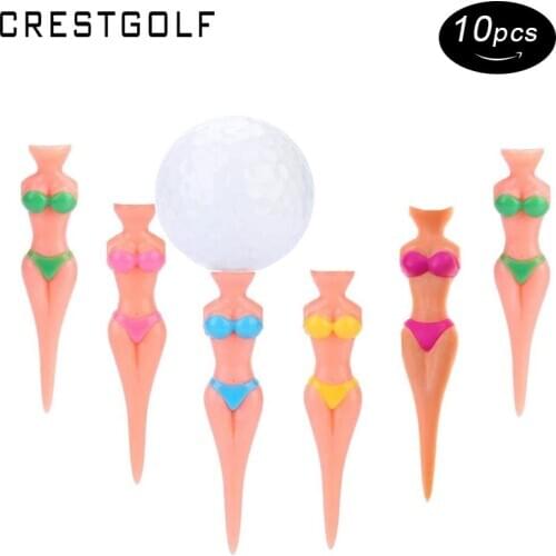 CRESTGOLF 10pcs/Bag GOLF Tees Bikini Girl Woman Sexy Lady 83mm Golf Practice Tees Fun Divot Tools Home Golf Accessories