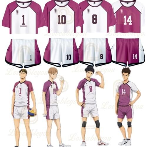 Haikyuu!! Ushijima Wakatoshi Cosplay Costume Tendo Satori Cos Tsutomu Shirt Suits Women High School Uniform Crop Tops Sets