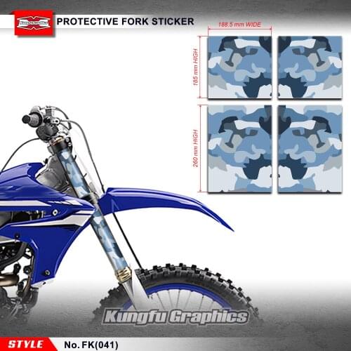 KUNGFU GRAPHICS Upper Middle Fork Stickers with 3M Vinyl for MX Dirt Bike Off-Road Motorcycle, Blue Camouflage