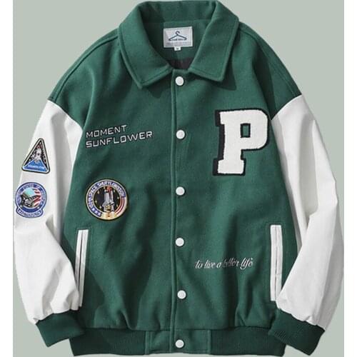 PU Streetwear Baseball Jacket Men Hip-hop Letters Printed Campus Oversize Patchwork Coats Harajuku Embroidered Unisex Jackets