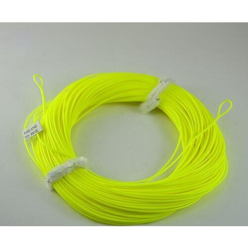 MNFT WF4F ~ WF8F Good Quality 100 feet Floating hollow wire Weight Forward Fly Fishing Line with Welded Loops End Yellow Color