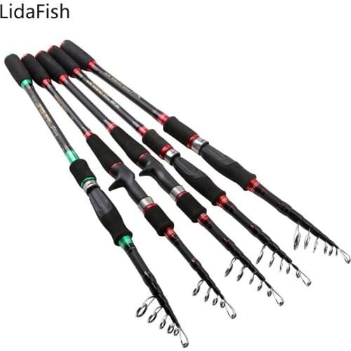 Multifunction Spinning Fishing Rod Carbon Fiber Telescopic fishing rods 1.8M-3.0M Portable Travel pole Tackle