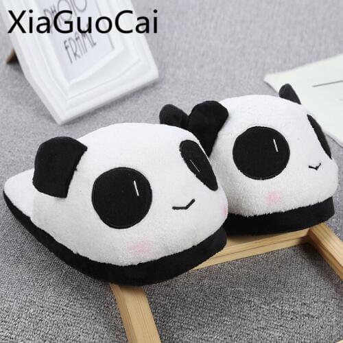 Panda Fashion Style Women Cartoon Slippers Warm Short Plush Female Home Slippers Fluffy Slippers Fur Slides