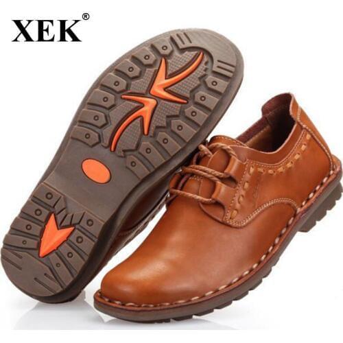 XEK brand New men Shoes men Casual Genuine Leather flats driving shoes business mens shoes casual best quaity ZLL367