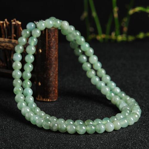 Natural Jadeite Engraving Green Beads Necklace Charm Jewellery Fashion Hand-Carved Man Woman Luck Gifts Amulet New