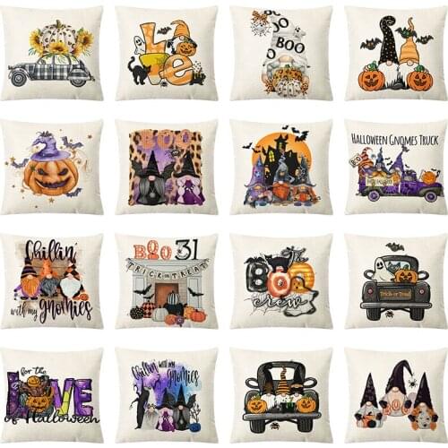 2021 New Arrival Halloween Cotton Linen Festival Cushion Cover Sofa Decor Fun Pumpkin Printed Throw Pillowcases Decorative Home