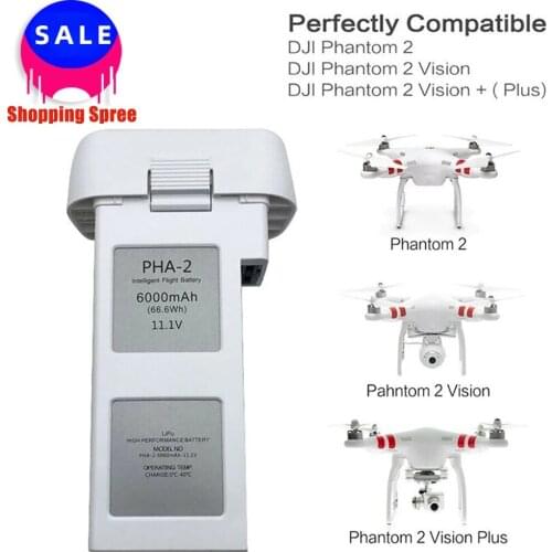New 11.1V 6000mAh Li-polymer Drone, Battery with Battery Lights, Compatible for Phantom 2, Phantom 2 Vision, Phantom 2 Vision