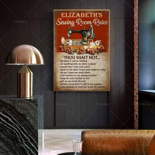Customized Sewing Room Rules Thou Not Poster, Sewing Lover Poster, Designer Wall Art Vertical Poster Home Decoration Prints