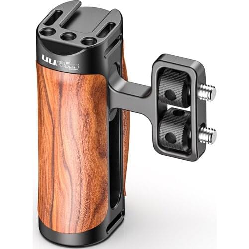R075 DSLR Camera Wooden Handgrips Sider Handle Grips With 1/4 Inch Screw Cold Shoe Extend Mic Video Light Handles For Ulanzi New