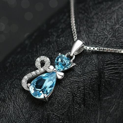 Luxury brand 100% 925 Sterling Silver Jewelry Lovely Fox Pendant Necklace Fine Jewelry Top Quality Christmas GIft