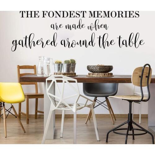 The Fondest Memories are Made When Gathered Around the Table Wall Sticker Kitchen Dining Room Family Love Quote Wall Decal Vinyl