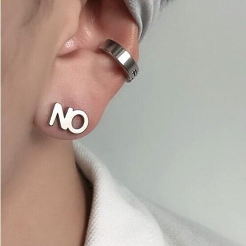 1pc New Punk Street Hip Hop Stainless Titanium Steel Stud Earrings For Men Women Goth Silver Color Couple Earrings Jewelry