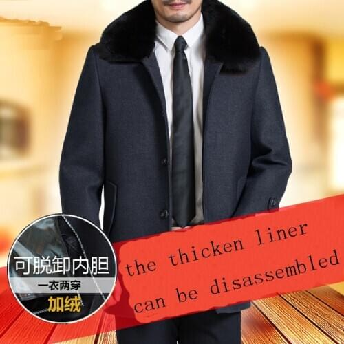 Liner Thick Can Be Disassembled Wool Coat Men Brand Clothing Fur Coat Mens Winter Jacket Men Medium Long Overcoat WUJ1095 's