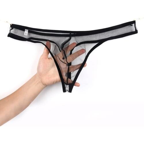 Fashion Mens Underwear Briefs Thong Sexy Breathable Mens Brief Sexy Transparent Underpants Man Low Waist Panties Gay Men Shorts