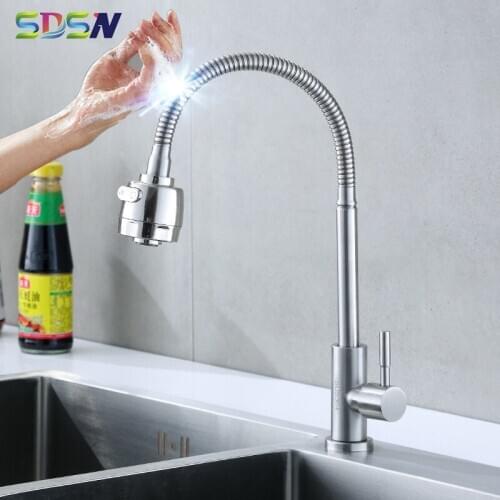 Universal Kitchen Faucets SDSN Single Cold Kitchen Mixer Tap Smart Touch Sensor Kitchen Faucet Brushed Touch Kitchen Mixer Taps