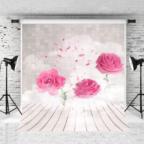 VinylBDS 10X10FT Valentines day Backgrounds Photography Rose Backdrops Photo Studio White Wood Backdrops For Photography