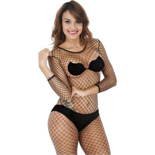 Women Hot Sexy Lingerie Big Mesh Fishnet Body Stocking Hollow Out Sexy Underwear Open Crotch Sexy Costume Erotic Dress Lenceria