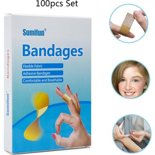 100 Pcs/Pack New Anti-bacteria Curative Wound Adhesive Paste Band Aid Bandage Sitcker For First Aid Kit Waterproof
