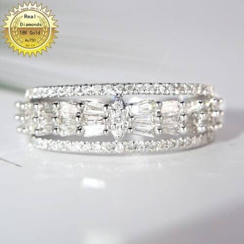 18k gold ring Natural Real 0.5ct Diamond Ring Engagement&Wedding Jewellery have certificate 0032