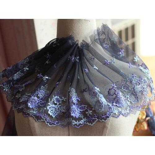 2yards/lot 19cm wide Embroidered Tulle Lace trim mesh lace trim~Purple, black and blue ~beautiful